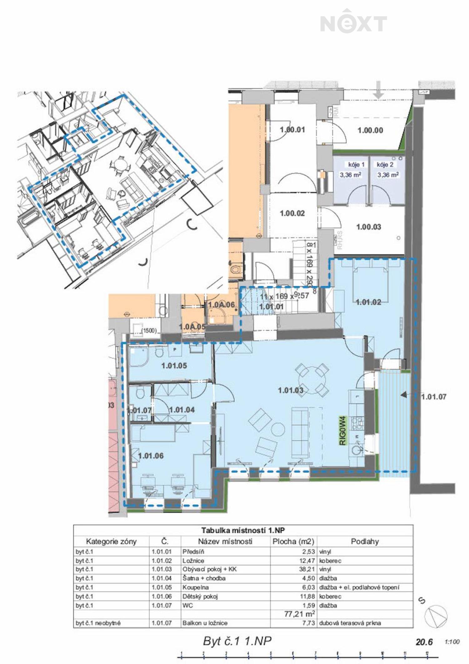Pronájem byt 3+kk, 84㎡