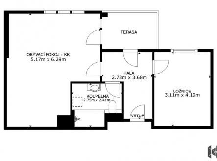 cakovice-pudorys.jpg | Prodej bytu, 2+kk, 57 m²