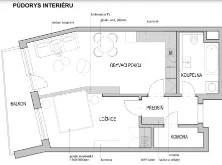 planek2.png | Pronájem bytu, 2+kk, 59 m²