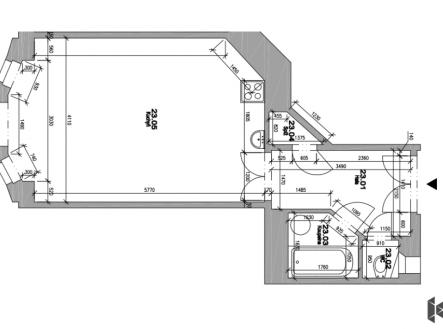 byt-mensi-kafkova.png | Pronájem bytu, 1+kk, 36 m²