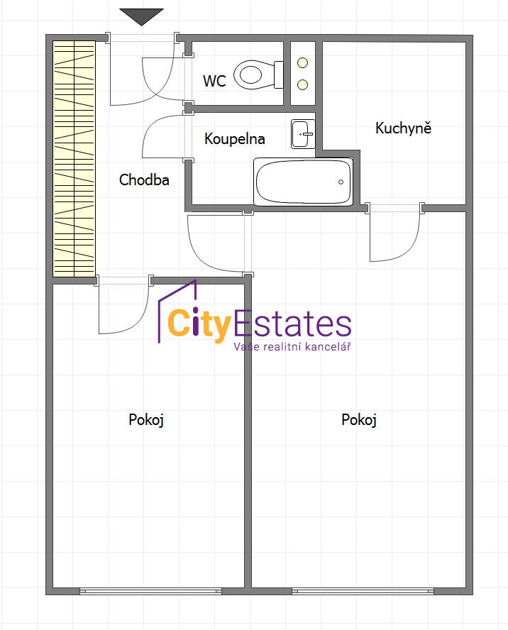Klidný a světlý byt 2+kk o velikosti 42,4 m2 blízko Hostivařské přehrady
