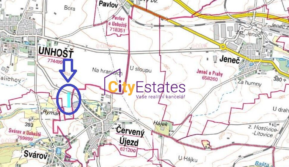 Prodej rovinatého pozemku v sousedství Červeného Újezdu, pole o výměře 22522 m2 , Unhošť