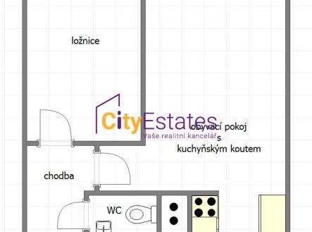 Pronájem bytu, 2+kk, 43 m²