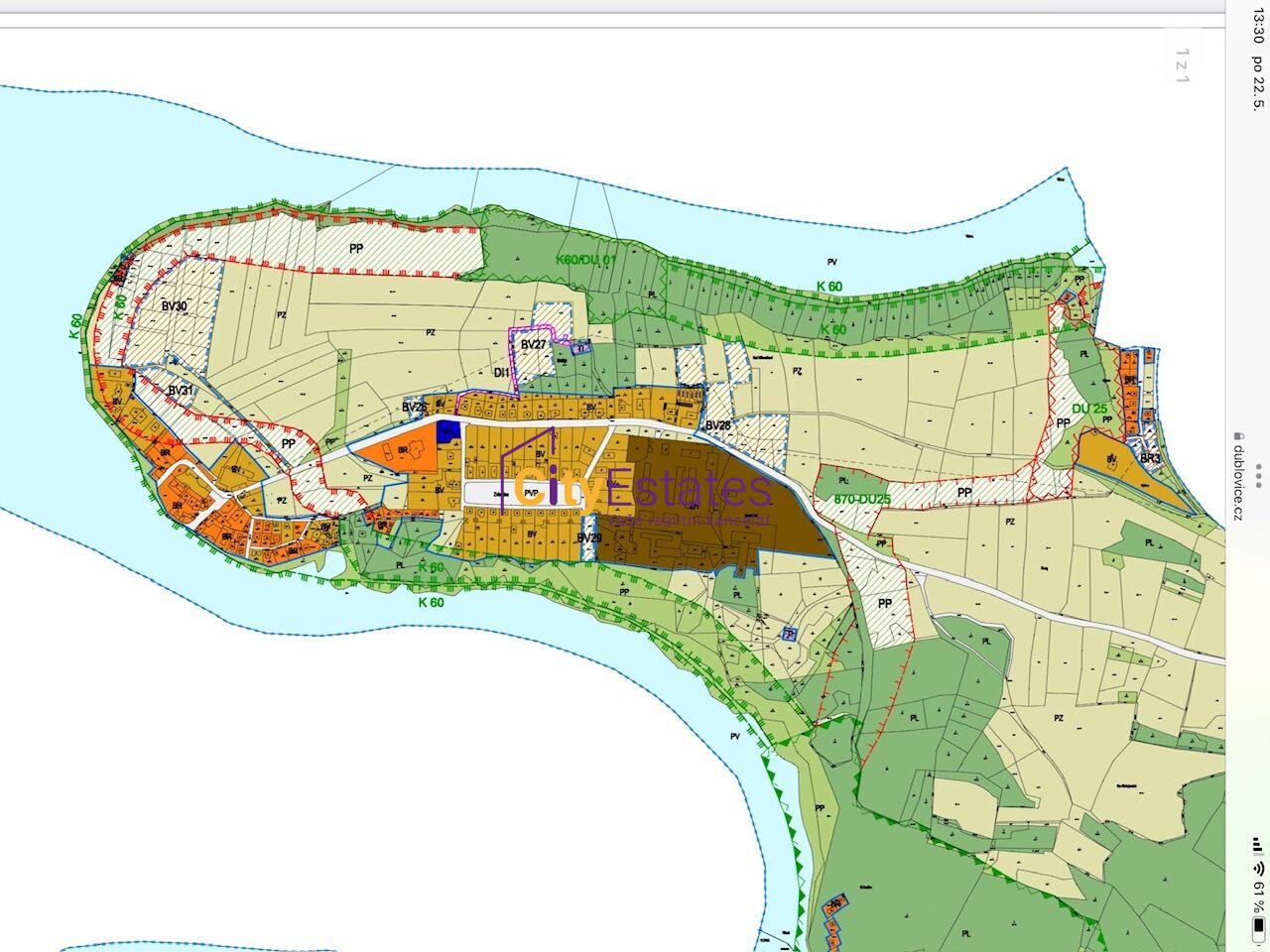 Stavební pozemek blízko Slapské nádrže, plocha 4428 m2, obec Zvírotice