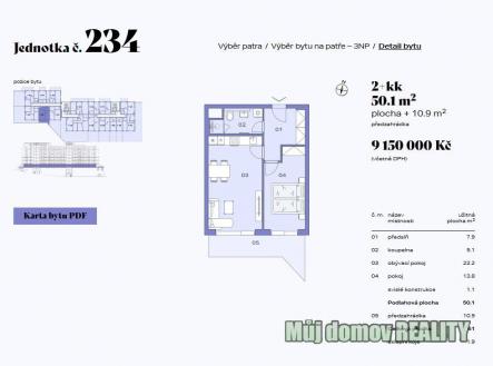 Prodej bytu, 2+kk, 50 m²