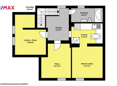 Orientační půdorys patra | Prodej - dům/vila, 139 m²