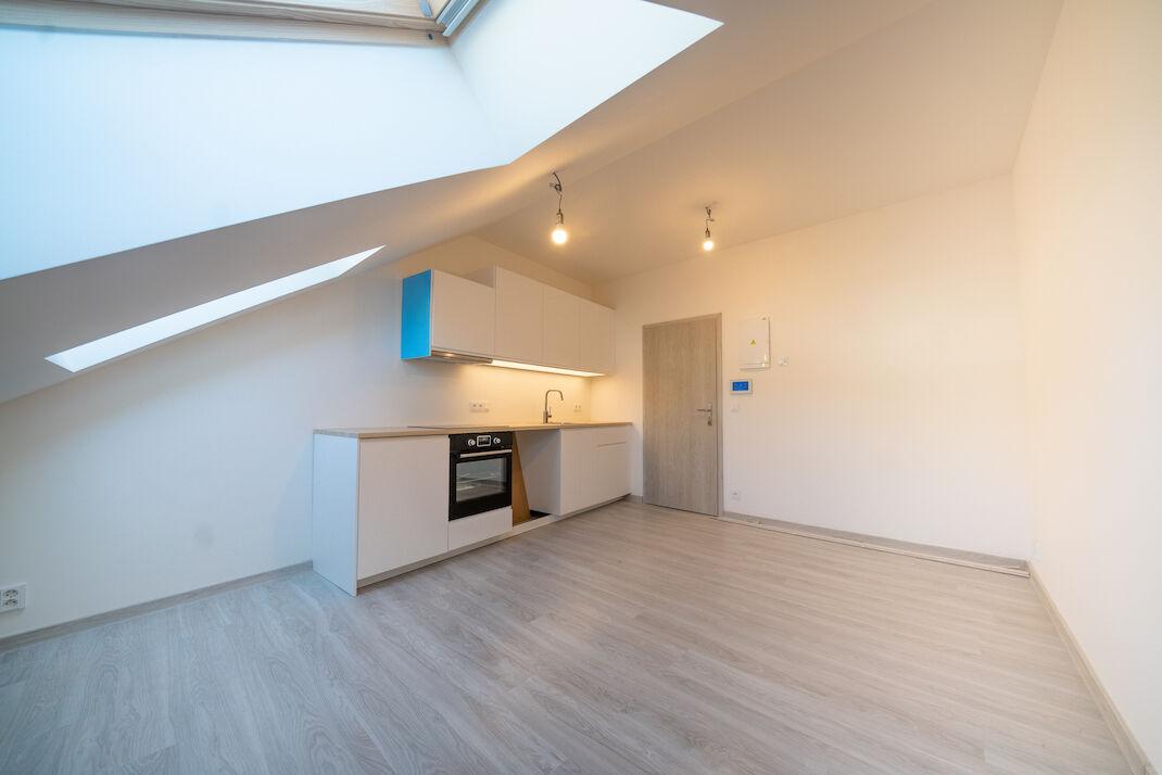 Prodej bytu 1+kk (24,5 m²) s uloženým půdním prostorem (27 m²) – Košická, Praha 10