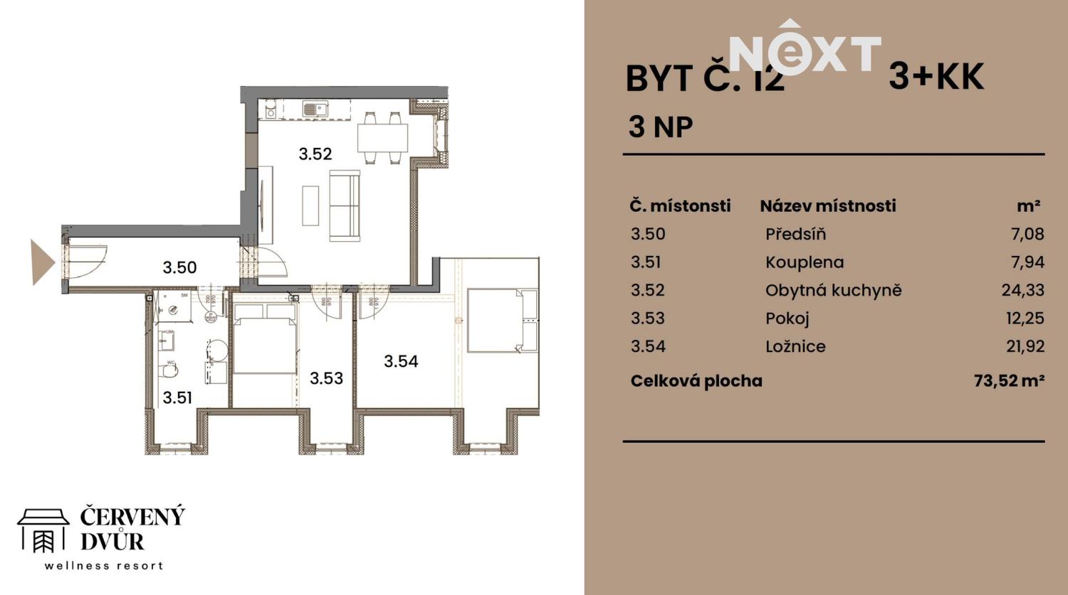 Prodej byt 3+kk, 74㎡