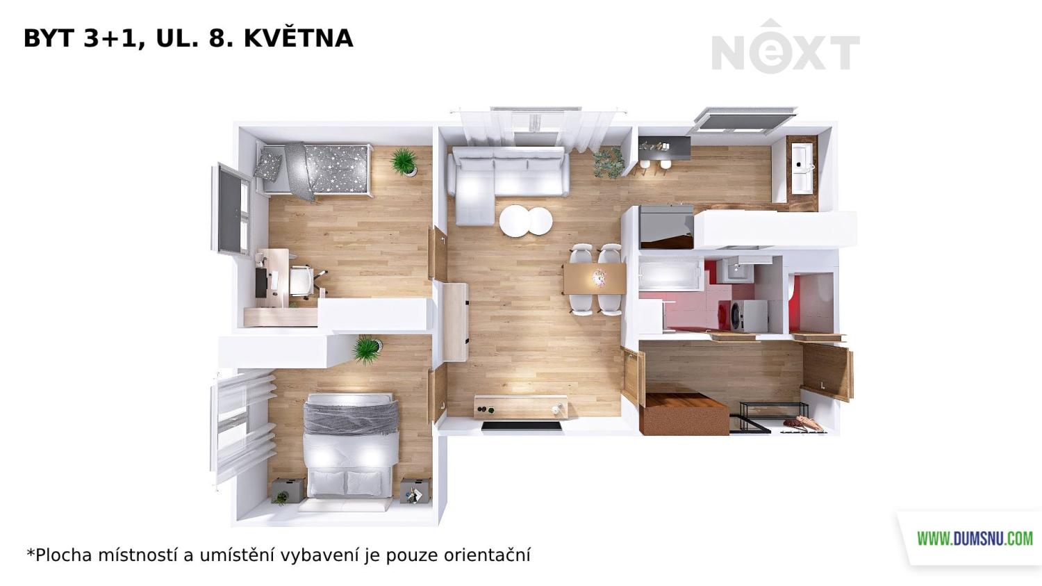 Pronájem byt 3+1, 60㎡