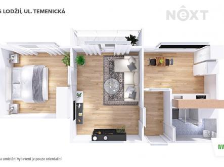 Pronájem bytu, 2+1, 43 m²