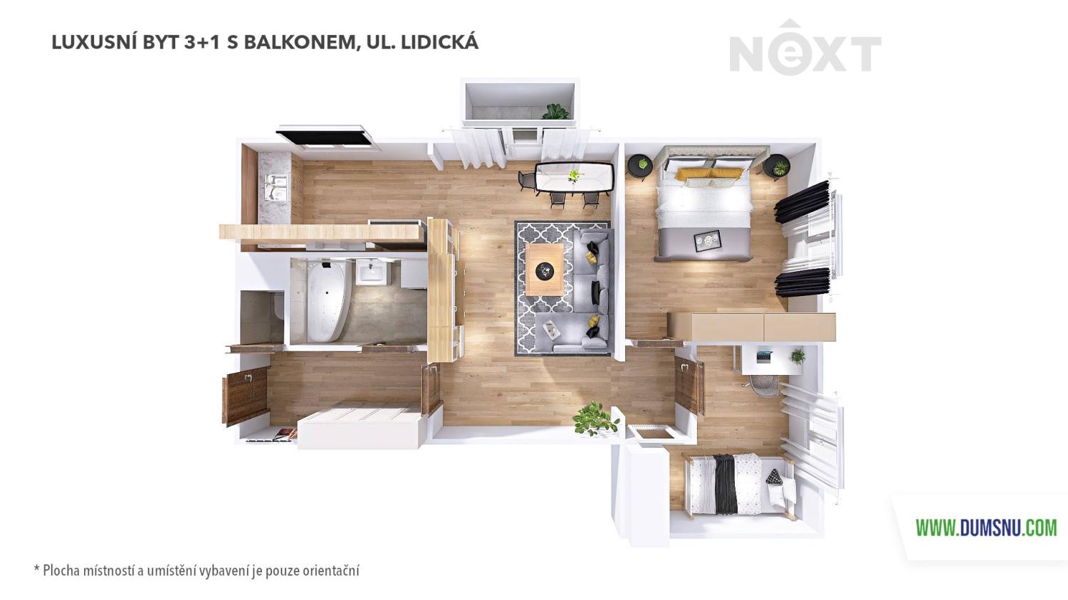 Pronájem byt 3+1, 60㎡