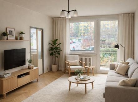 Vizualizace obývací pokoj | Prodej bytu, 3+1, 69 m²