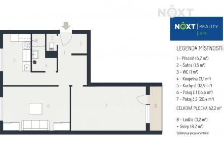 Prodej bytu, 2+1, 74 m²
