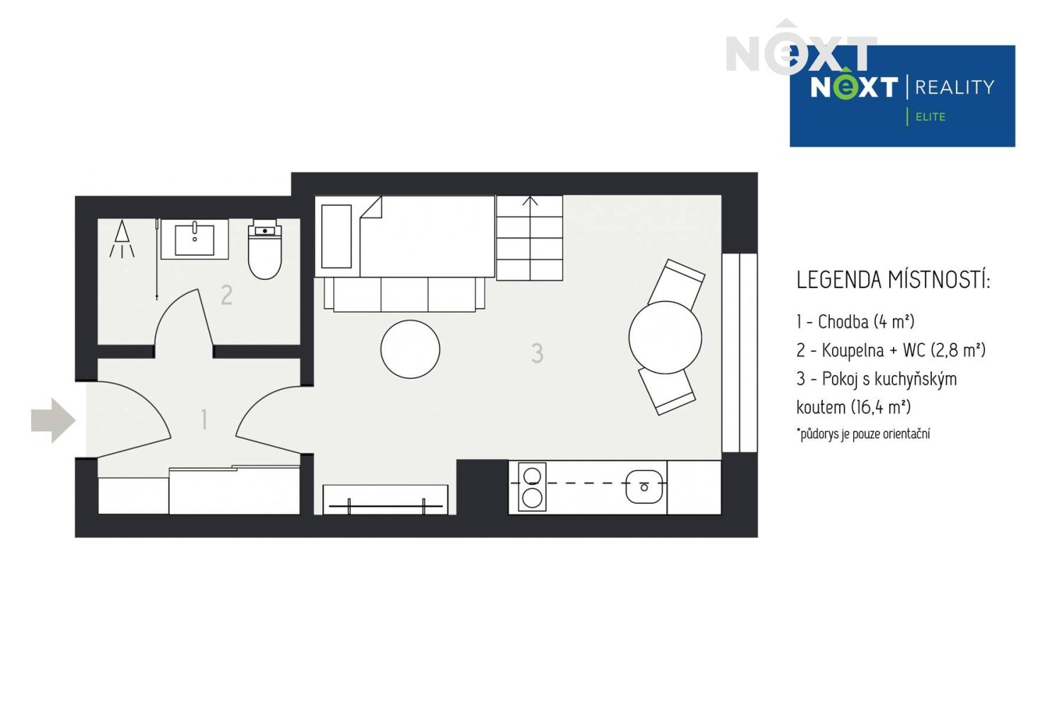 Pronájem byt 1+kk, 24㎡