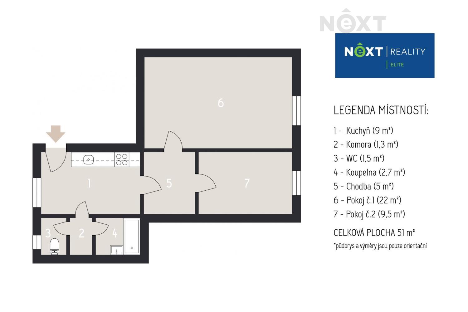Prodej byt 2+1, 55㎡