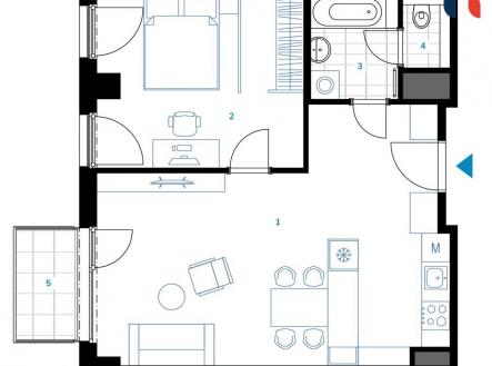 půdorys | Prodej bytu, 2+kk, 57 m²