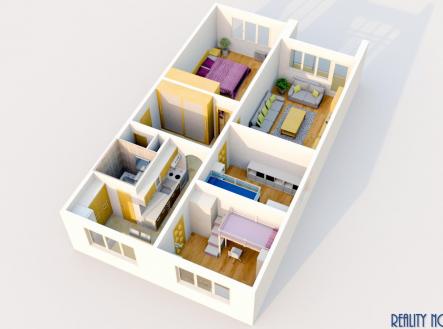 půdorys 3D_1.jpg | Prodej bytu, 4+1, 84 m²