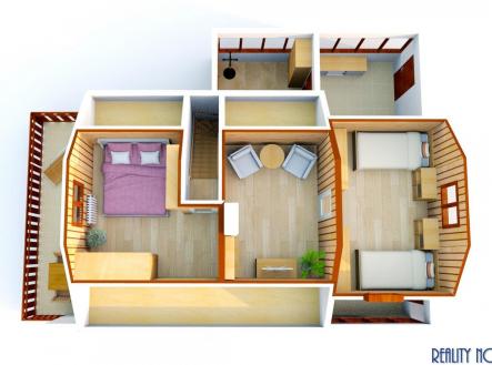 3D Stříbrná Skalice chata 2.NP.jpg | Prodej - chata/rekreační objekt, 136 m²