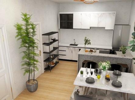 Kuchyně s jídelnou vizualizace | Prodej bytu, 2+kk, 48 m²