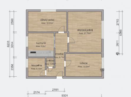 půdorys bytu | Prodej bytu, 3+1, 75 m²