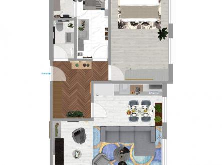 půdorys bytu | Prodej bytu, 2+kk, 61 m²