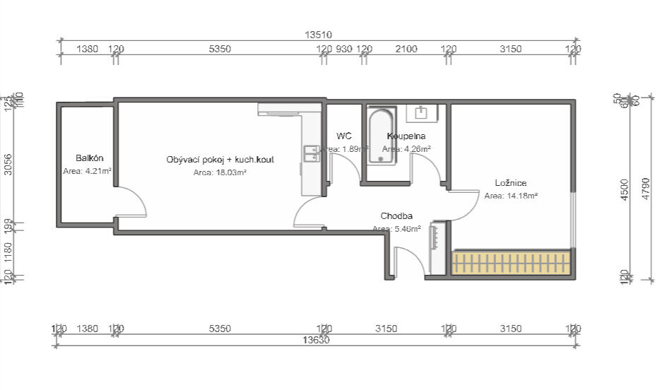 Pronájem bytu 2+KK 47m2 v Krči - Zelené údolí