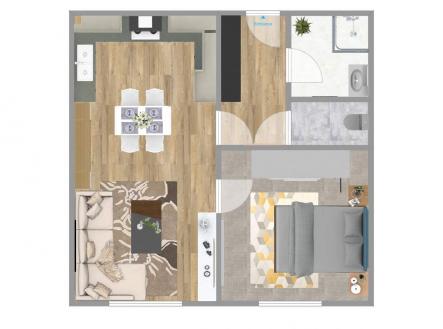 Půdorys bytu | Prodej bytu, 2+kk, 48 m²