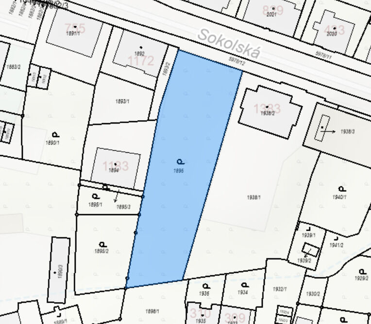 Výřez pozemku z KN