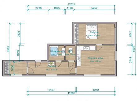Půdorys bytu | Prodej bytu, 3+kk, 54 m²