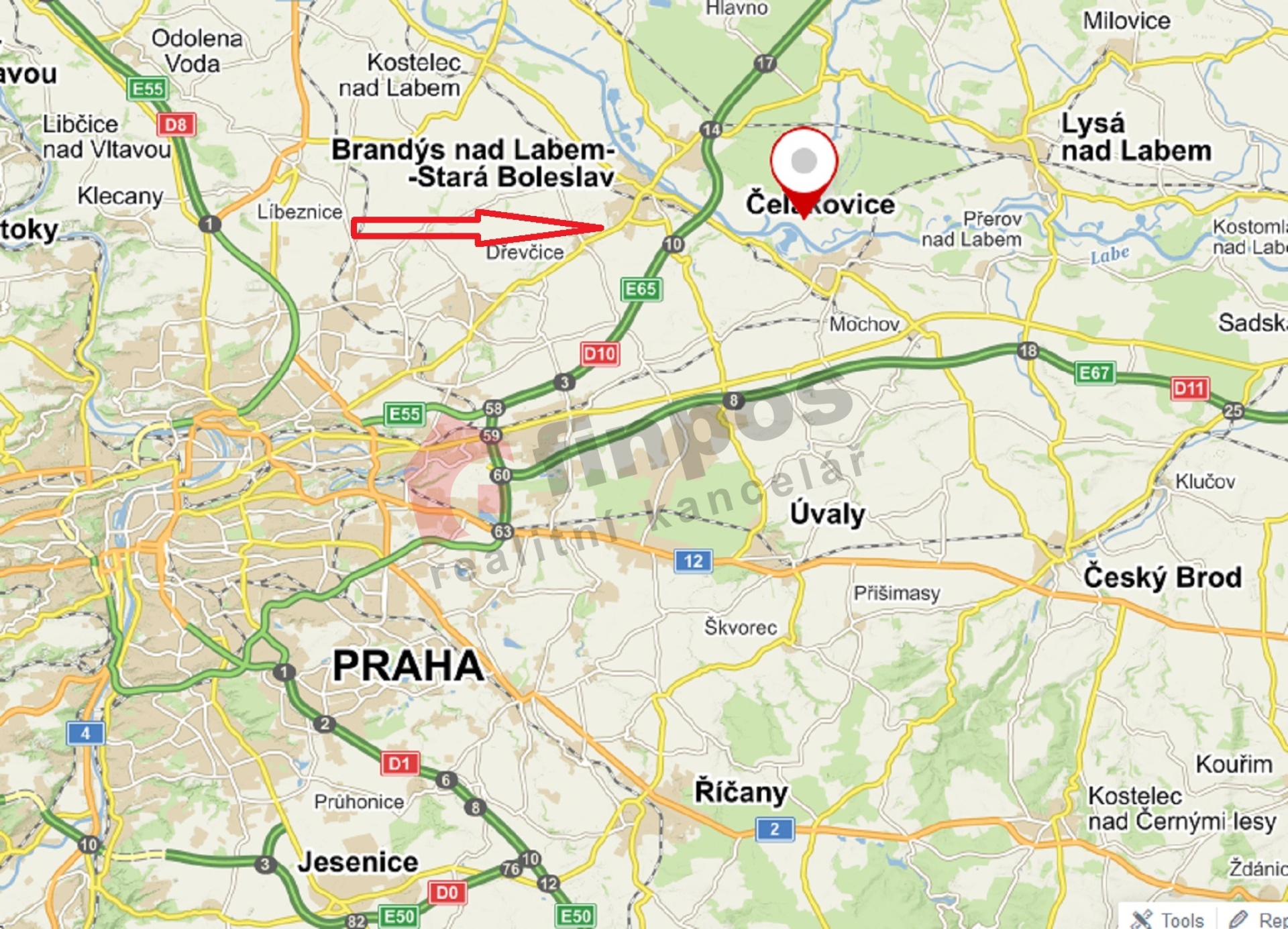 Stavební pozemek  992 m2 v obci Káraný u Brandýsa nad Labem - zasíťovaný