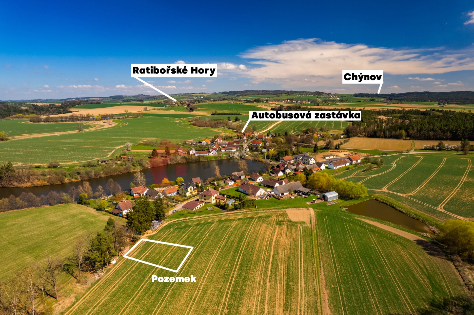 Stavební pozemek 1130 m2 Podolí u Ratibořských hor