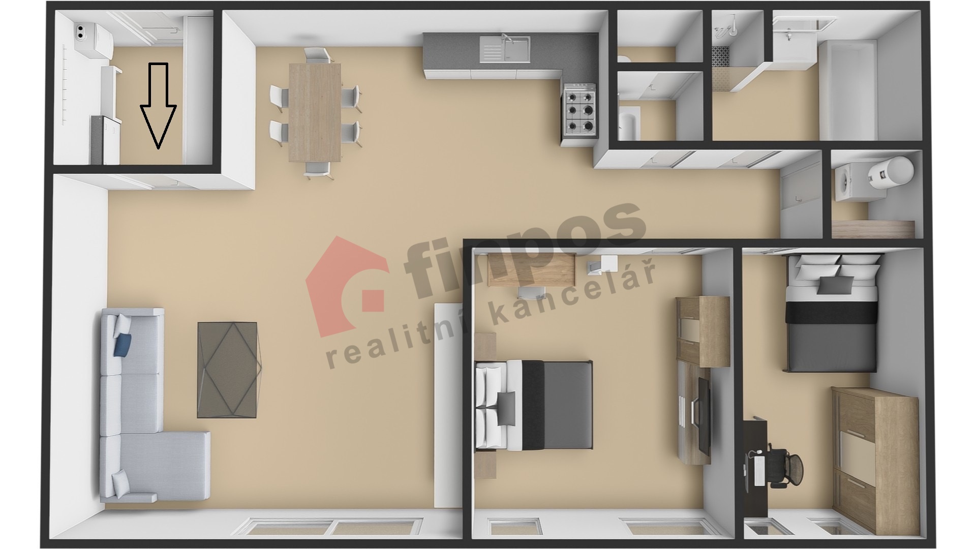 Byt 3+kk 92 m2 (v KN veden jako dvě  nebytové jednotky) + garážové stání Praha 6. Břevnov ul. Hoštál