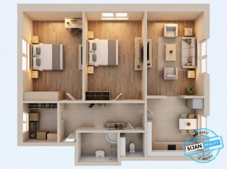 Prodej bytu 3+1 v Březové - půdorys | Prodej bytu, 3+1, 77 m²