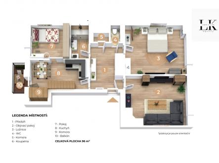 Plánek bytu | Prodej bytu, 3+1, 96 m²