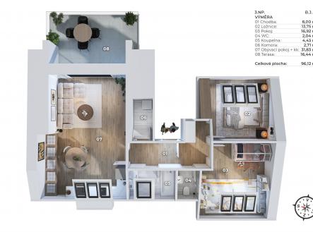 Prodej bytu, 3+kk, 80 m²