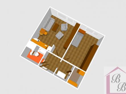 půdorys 1.jpg | Pronájem bytu, 1+1, 42,8 m²