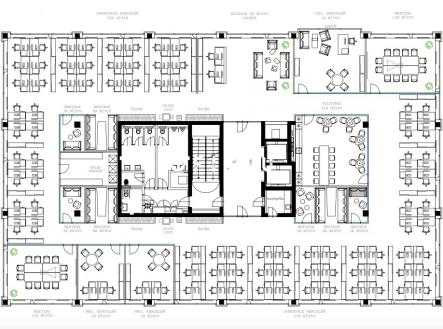 Ilustrativní půdorys patra | Pronájem - kanceláře, 400 m²