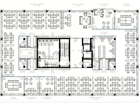 Ilustrativní půdorys patra | Pronájem - kanceláře, 100 m²