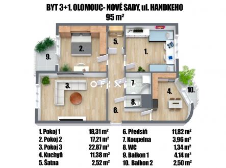 Olomouc3DP | Prodej bytu, 3+1, 95 m²