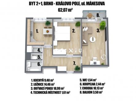 3DPMÁNESOVA | Prodej bytu, 2+1, 62 m²