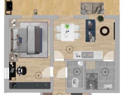 . | Pronájem bytu, 2+kk, 44 m²