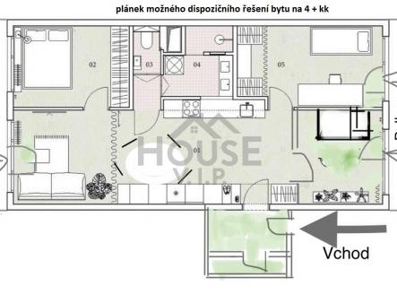 Plánek možného řešení | Prodej bytu, 3+1, 72 m²