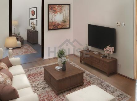 Vizualizace obývacího pokoje | Prodej bytu, 3+1, 64 m²