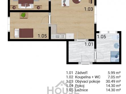 FLOOR PLAN 1. NP 3+kk | Prodej bytu, 3+kk, 79 m²