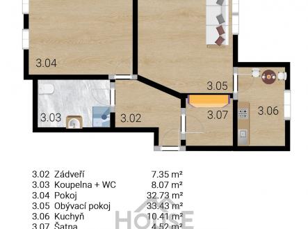 FLOOR PLAN 3. NP 2+1kk | Prodej bytu, 2+1, 100 m²