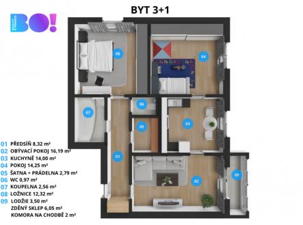 2-1.png | Prodej bytu, 3+1, 82 m²