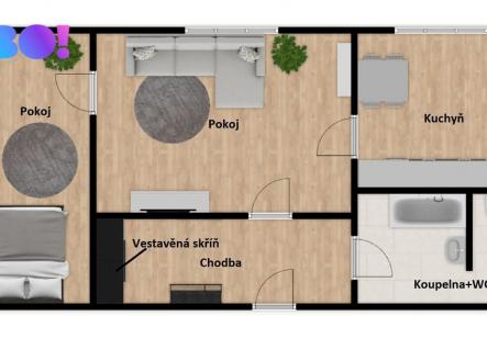 půdorys | Prodej bytu, 2+1, 43 m²