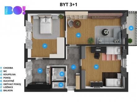 pudorys-a.jpg | Pronájem bytu, 3+1, 70 m²