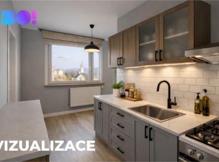 kuchyně - vizualizace | Prodej bytu, 3+1, 70 m²