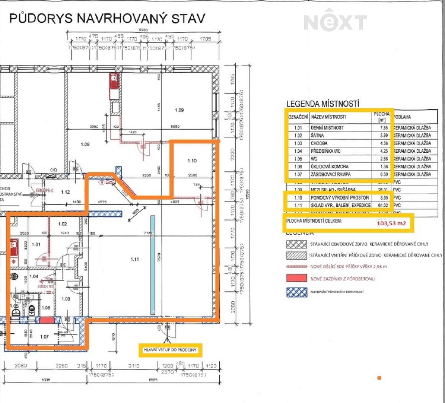 Pronájem komerční Obchodní prostory, 103㎡